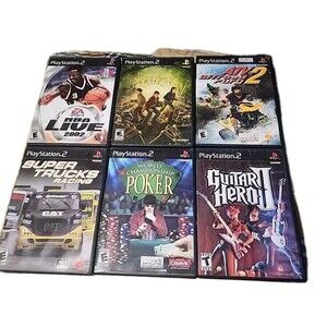 6 PlayStation 2 Spiderwick Nba Atv Offroad Guitar Hero 2 Racing Video Game Lot